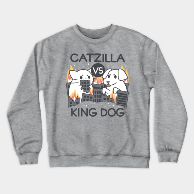 Catzilla vs King dog Crewneck Sweatshirt by Domichan